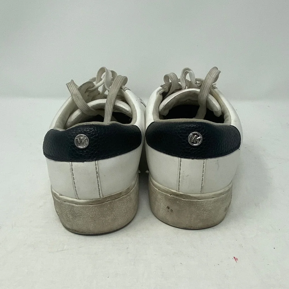 Michael Kors Irving Stripe White Navy Lace Up Sneakers FT25G Womens 5.5M